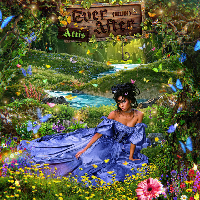 Ever After (Duh) cover art: Attis in a blue gown in an enchanted meadow